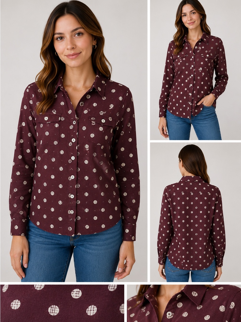 Duluth Trading Button Up Abstract Dot Shirt